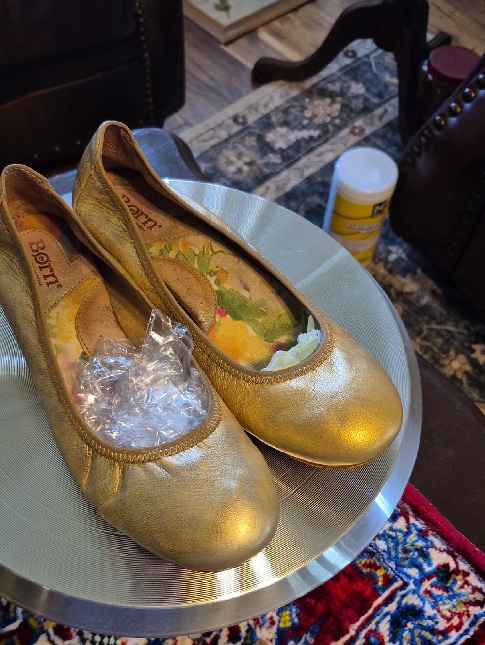 Born "julianne" gold Metallic Leather Ballet Flats vgc.sz.7.5(#2095sh)